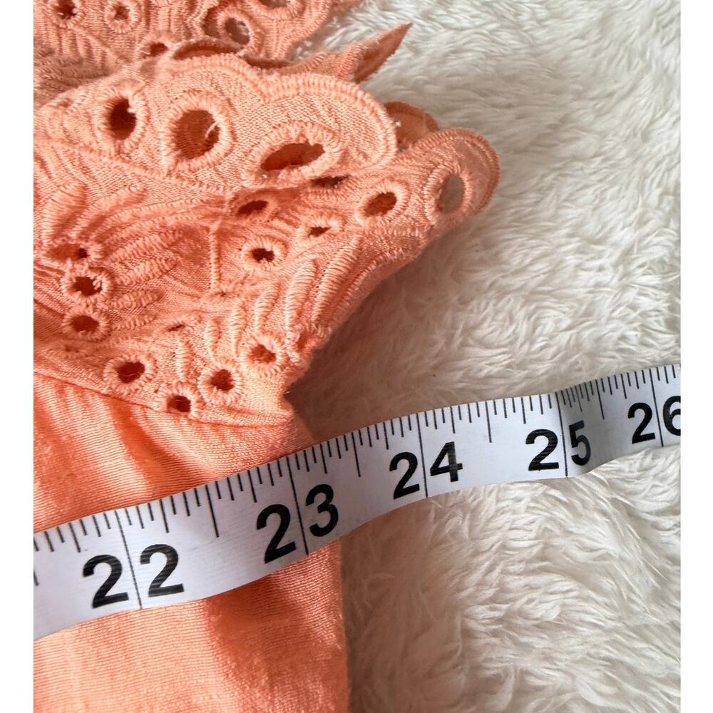 Who What Wear Coral Eyelet Flutter Sleeve Shift Dress Large Pockets - Picture 4 of 7